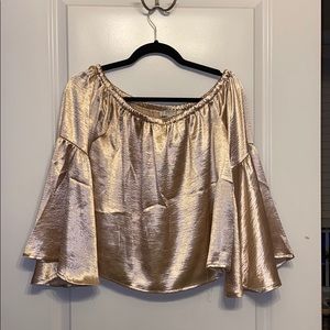 Off the shoulder metallic shirt